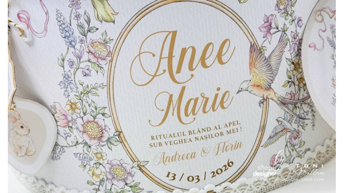 Set Prima Băiță cu Nașii după Botez Belle Époque Floral Garden 21